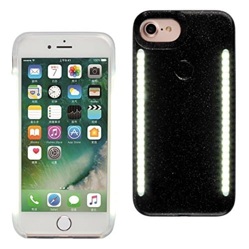 GSY Selfie LED Phone Case, Selfie LED Light Case for Iphone 6plus/6s plus/7plus/8 Plus - For Cell Phone with Front and Back LED Rechargeable Backup (iphone 6 plus/6s plus/7 plus/8 plus, Black1)