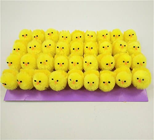 Pack of 36pcs Small Cute Fully Yellow Chenille Easter Chicks Party Favors Kids Easter Egg Bonnet Decoration