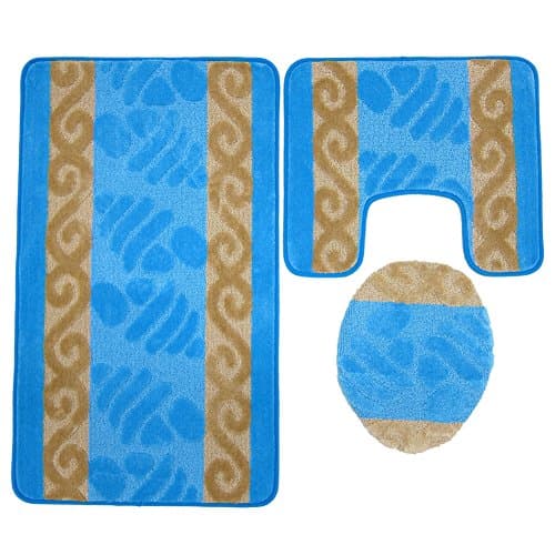MEGA OVERSIZED JULIA 3 PIECE MAT, CONTOUR, LID RUG SET, TURQUOISE