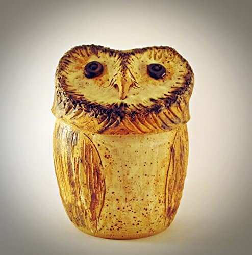 pottery owl, 4in owl canister