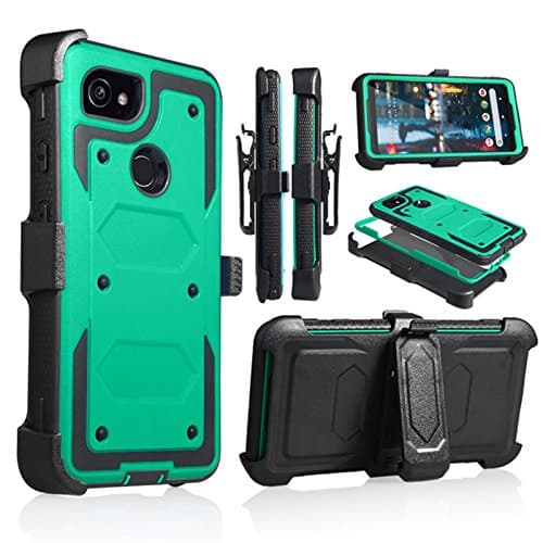 For Google Pixel 2 XL 6.0" Full Body Rugged Holster Explorer Armor Case with Built in Screen Protector (Teal)