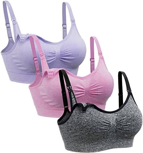 3Pack Nursing Bra Seamless Sleeping Maternity Bra Breastfeeding Bralette with Remove Bra Pad
