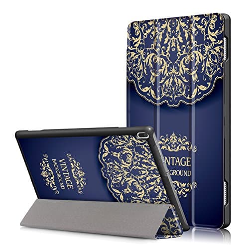 Lenovo Tab4 10 Case, [SlimShell] Tri-floding Hard Armor Case PU Leather Rotating Cover with Flip Folio Case with Auto Sleep/Wake Up Shell for Lenovo Tab4 10" Tablet 2017 Release (Blue flower)