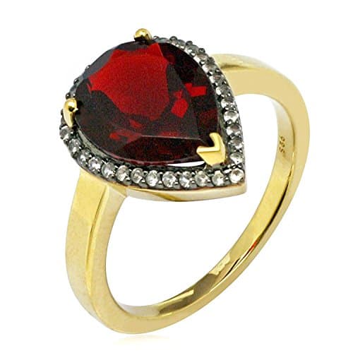 3.75 Ct. Round Pink Nano &amp; Pear Shape Red Ruby Gemstone Ring In 925 Sterling Silver For Women