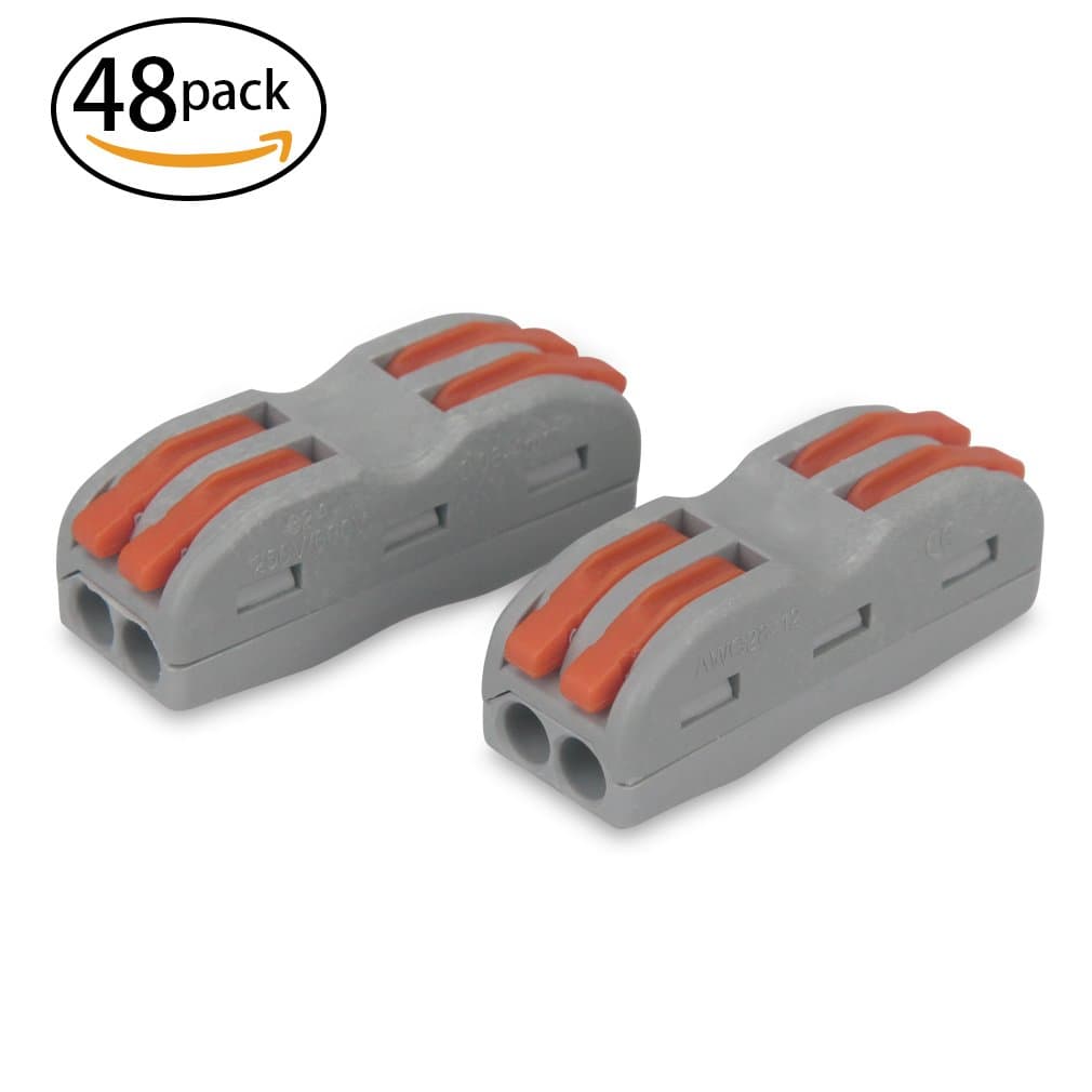 eMylo Quick Compact Wire Conductor Spring Wire Connector Screw Terminal Barrier Block 48 Packs