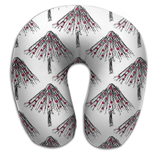 Comfortable Holiday Tree Decorated Red Baubles Neck U Pillow,Memory Foam Pillow Travel For Shoulder &amp; Neck Pain, Stress &amp; Migraine Relief
