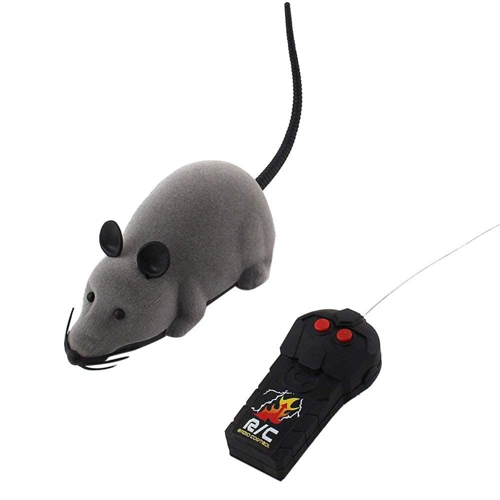 HUYURI RC Funny Wireless Electronic Remote Control Mouse Rat Pet Toy for Cats Gray