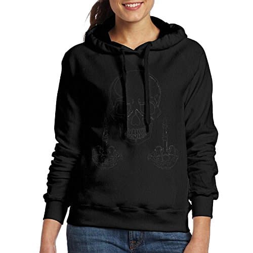 Skull Despise Middle Finger Pattern Women's Sweatshirt Pullover Hooded Cotton Long Sleeve Sweater Hoodie For Womens