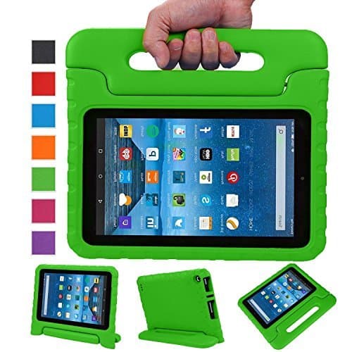 Fire 7 case,Fire 7 2015 Case, Husidy Kids Shock Proof Convertible Handle Light Weight Super Protective Stand Cover for Amazon Fire Tablet (7 inch Display, 2015 Release Only), GREEN
