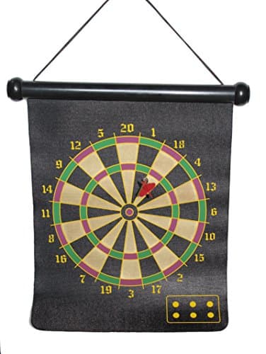 BKRFT4U Double Sided 15" Foldable Magnetic Dart Board with 6 Colorful Darts