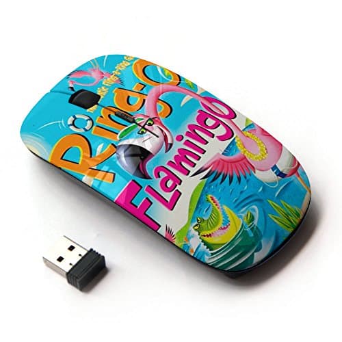 Planetar Colorful PrinTed Ultra-thin Wireless Optical 2.4Ghz Mouse - Black ( Ring-O Flamingo )