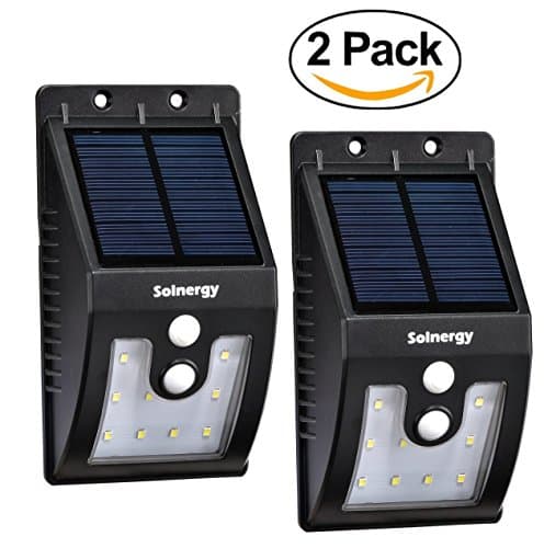 [Solnergy] IPX6 Waterproof LED Solar Sensor Light, Outdoor Motion Lighting, Power Button, Security Motion Sensor Lamp Light, Auto On/Off, Patio, Yard, Garden, Driveway, Stairs, Pool Area (2 in Pack)