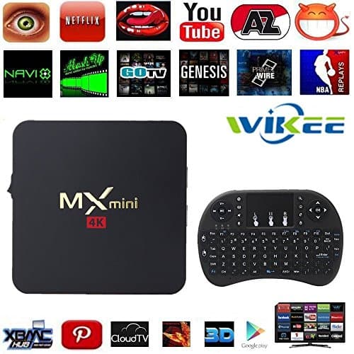 [Free Wireless Mini Keyboard] WIIKEE Mini MX Amlogic S905 Quad Core 4K/3D Fully Loaded KODI/XBMC Unlocked with Add-ons Smart Android Tv Box WIFI Google Streaming Media Player