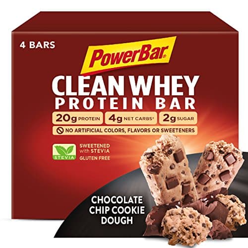 PowerBar Clean Whey Bar, Chocolate Chip Cookie Dough, 2.12 oz Bar, (4 Count)
