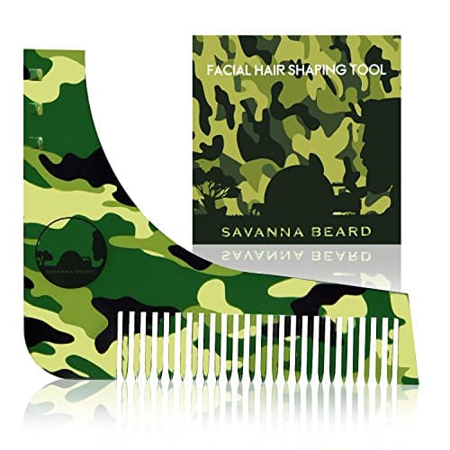 SAVANNA BEARD Beard Styling & Shaping Template Comb Tool with Beard Shaper Guide for Perfect Shaving Symmetry - Use with Beard trimmer/Razor to Style Beard & Facial Hair - Men gift (Camo Jungle)