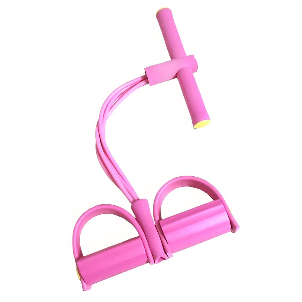 AINAAN 4-Tube Elastic Sit Up Pull Rope with Foot Pedal Abdominal Exerciser Equipment Fitness, 2019, Pink
