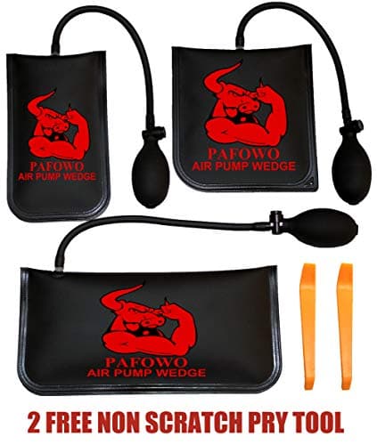 IMPROVED 3 Piece Durable Air Wedge Bag Pump Professional Leveling Kit & Alignment Tool Inflatable Shim Bag. 3 Sizes(Small, Medium, Large) for a Variety of Jobs. 300 LB Rating