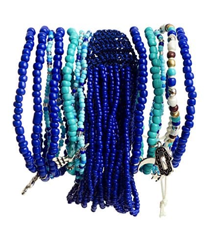 Halcraft Lapis and Turquoise Glass Collection Bracelet Stack