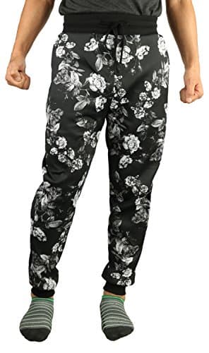 ARMSTCE Threads Classic Silent Floral Print Jogger Pants - Black, Medium