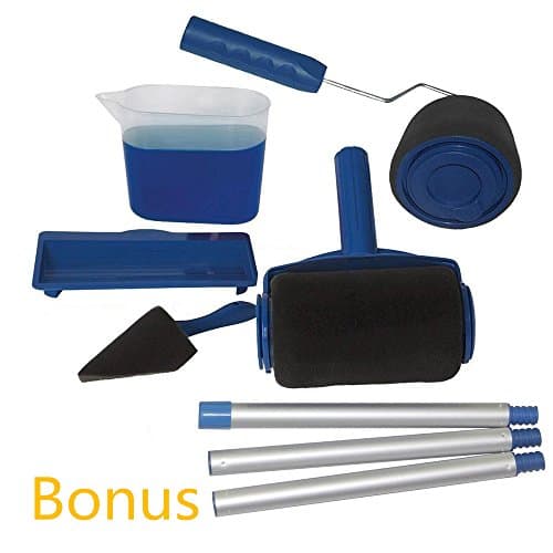 Qauick Pack of 8 Paint Runner Pro Roller Brush Handle Tool Flocked Edger Room Wall Painting Home Office Room Multifunction Roller Paint Brush Set