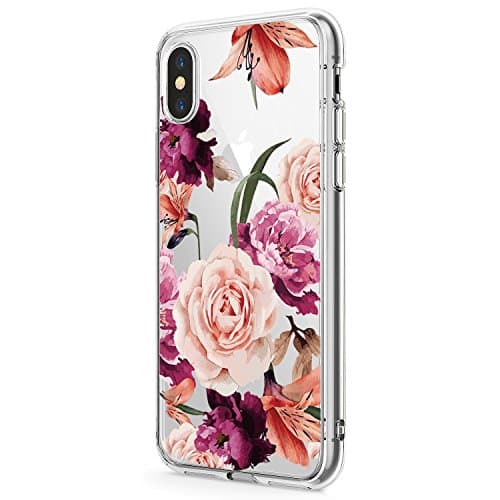 Case Compatible with iPhone Xs Max XR Phone Case Silicone Gel Rubber Clear Flower TPU Bumper Shockproof Protective Cover
