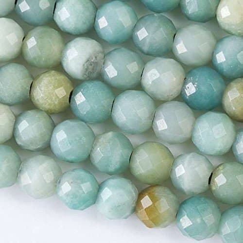 Cherry Blossom Beads Large Hole 2.5mm Drilled Amazonite Beads 8mm Faceted Round - 8 Inch Strand