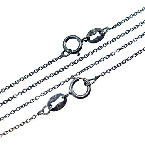 Oxidized Sterling Silver Plain Cable Chain Necklace, Fine Necklace Chain-(16",18",20" 22",24",26",28",30",36")