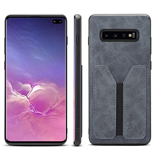 Samsung S10+ S10Plus Case Cover Slim Leather,Grey Thin Shockproof Credit Card Slot PU Protective Durable Shell for Women Girl Men