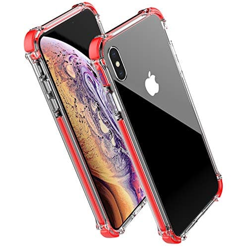 Noii for Apple iPhone Xs Max case,Clear Hybrid Drop Protection Phone case,【Super Rubber Bumper】 Shockproof case,Heavy Duty Protective Cover for Apple iPhone Xs Max 6.5 inch 2018 - Red Light Pink
