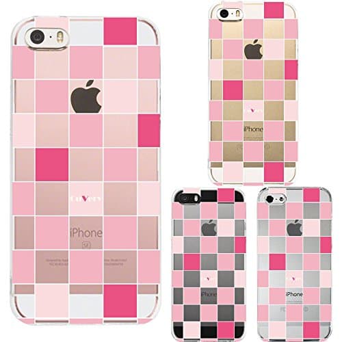 Iphone Se Iphone5s /5 Shell Case Anti-Scratch Clear Back CuVery Block Check pink