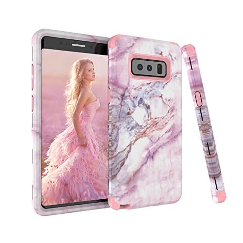 Galaxy Note 8 Case, AIKIN 3in1 Marble Design Anti-Scratch Shock-Absorption Bumper PC+TPU Rubber Silicone Protective Case Cover for Samsung Galaxy Note 8 (RoseGold)
