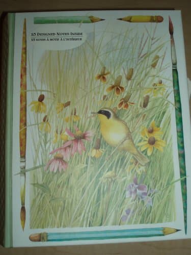 Marjolein Bastin Bird with Flowers/grasses Designed Blank Inside Note Card Set