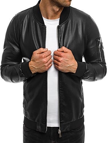 OZONEE Men's Leisure Jacket - Black - XX-Large