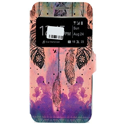 Galaxy S7edge Case,ARRYNN[Window View][Magnetic Closure]coloured drawing Ultra Thin Flip Leather Wallet Cover Folio Case With Stand Card Holder Slot for Samsung Galaxy S7edge(purplewings)