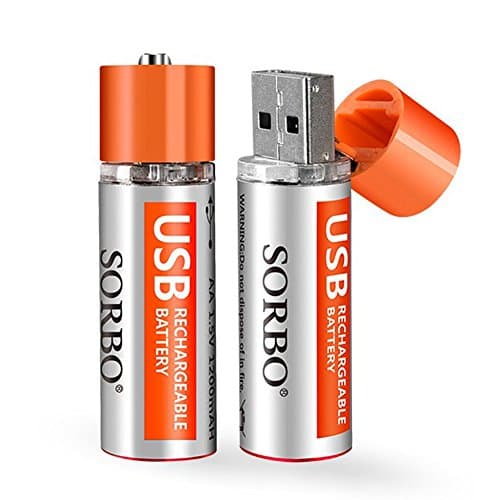 ❤ USB Rechargeable AA Lithium Batteries - Li-ion Battery Cell - 1.5V/1200mAH (2-Pack) - Not NI-MH/NI-CD/Alkaline Batteries - ECO-Friendly and Recyclable - No Memory Effect