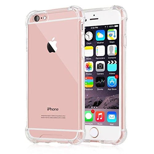 iPhone 6/6s Case, HOVED Crystal Clear Cover Case [Shock Absorption] with Transparent Hard Plastic Back Plate and Soft TPU Gel Bumper-2018