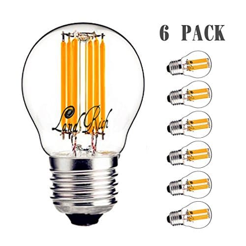 LED Light Bulbs, 6W G45(G14) LED Bulbs 6 Pack 60 Watt Equivalentt Edison Style Light Bulb Warm White Dimmable 2700K LED Filament Bulb E26 Base Bulbs Land Rich (6W)