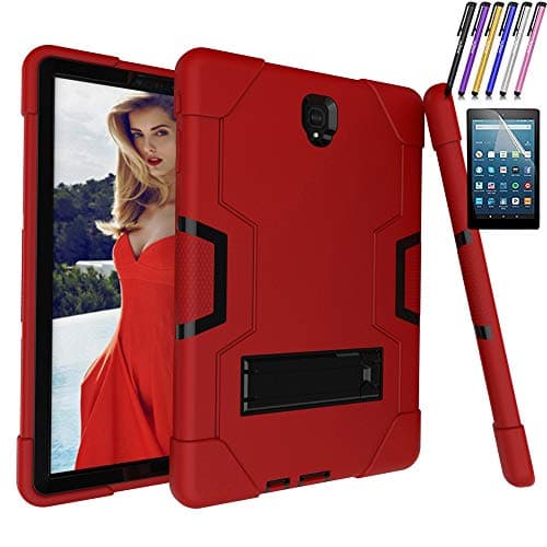 Windrew Galaxy Tab S4 10.5 2018 Case, [Heavy Duty] Rugged Hybrid Protective Case with Build in Kickstand for Samsung Galaxy Tab S4 10.5 inch SM-T830/T835/T837 (Black/Red)