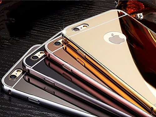 iPhone 6/6S Plus Mirror Case - NEW 2017 Aluminum Ultra-Thin [Bundle includes 2 Cases] Fashion Luxury Protective Hybrid Beauty Vanity Case in Mix Color [5.5 inch] (Rose Gold &amp; Gold)