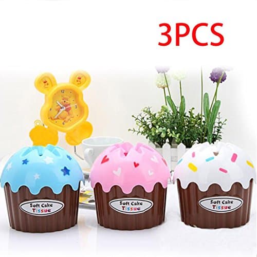 LARARHEE-3pcs Durable Portable Tissue Boxes Cute Ice Cream Cake Shaped Paper Towel Tube