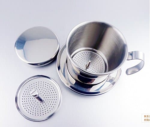 Coffee Maker Pot, Stainless Steel Vietnamese Coffee Drip Filter Maker Single Cup Coffee Drip Brewer - Portable,Paperless for Home Kitchen Office Outdoor Christmas Party Use (SILVER)