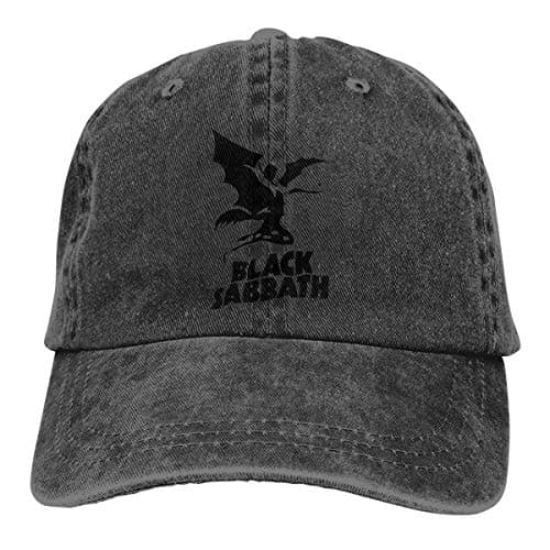 DADAJINN Black Sabbath Devil Logo Adjustable Walk Cotton Washed Denim Hat Gray