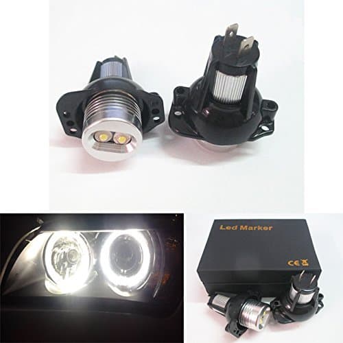 GFJMC White LED Angel Eye Bulbs For BMW E90 E91 325i 330i Pre-LCI, Powered by 7000K Xenon White 6W LED Light