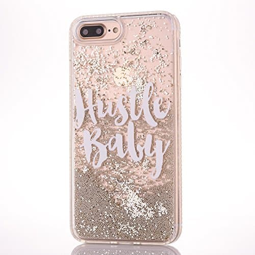 iPhone 7 Plus Case, GreenDimension 3D Creative Relief Transparent PC Hard Back Shock Absorption Cover with Adorable Floating Liquid Glitter Pearl Quicksands + Soft TPU Plating Diamond Rubber Bumper