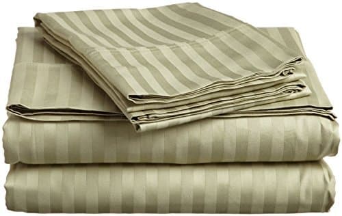 BELLA KLINE DESIGN Deluxe 4pc Striped King Bed Sheets Set, SAGE Green