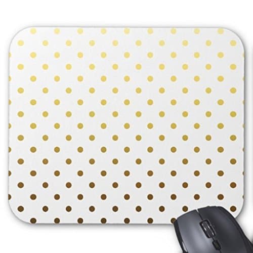 URDesigner White Gold Polka Dot Mouse Pad 7 x 9 inch
