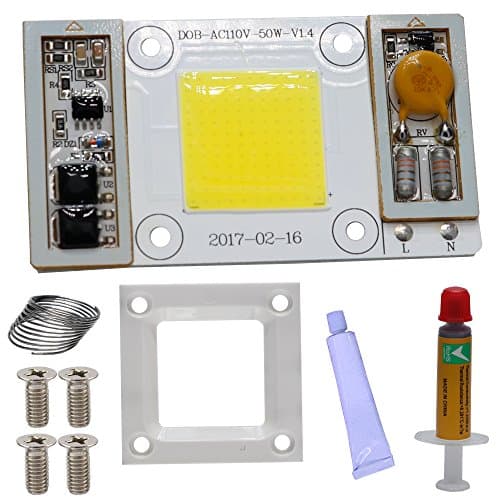 Smart IC High Power LED Matrix For Projectors 50W 110V DIY Flood Light COB LED Diode Spotlight Outdoor Chip Lamp 6000k( 2 Pack)