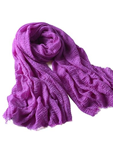 Faurn Crinkle Soft Light Blanket Oversized Scarf Shawl Wrap Hijab Purple