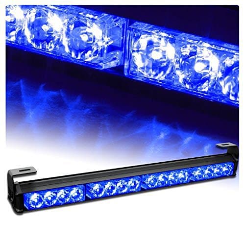 18" 16 LED Emergency Strobe Light Bar for Advisor Vehicle Traffic Warning with 7 Flashing Modes - Blue