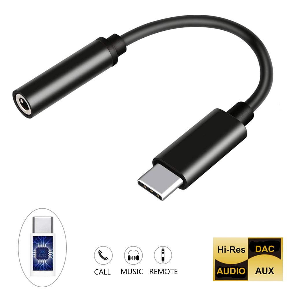 Dnifo USB C to Headphone Jack Adapter, USB-C to 3.5mm Headphone Jack Adapter Compatible for Google Pixel 4/4XL/3/3 XL/ 2/2 XL, Moto Z, Huawei, HTC, Essential PH-1, etc